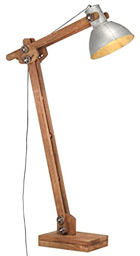 vidaXL Stehlampe Silbern Mango Massivholz E27
