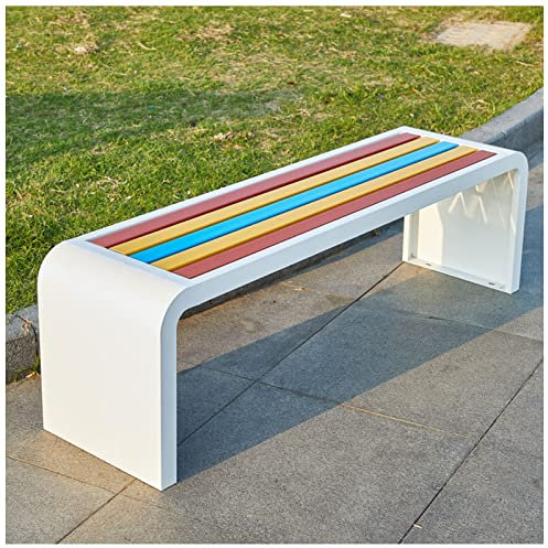 REOTEL Gartenbank Metall, Gartenbank Metall Wetterfest, Gartenbank Ohne Lehne, Parkbank, Eisenbank Ruhebank für 2-8 Sitzer, Laubenbank für Garten, Balkon und Terrasse,Weiß,180x40x45cm