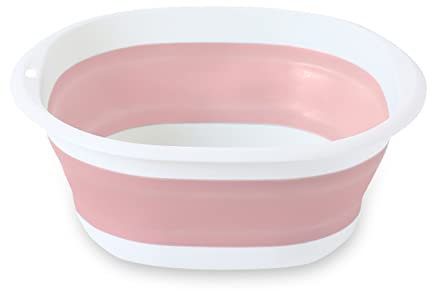 DHSWNNG Bacinella Pieghevole, Catino Pieghevole Multifunzione Vaschetta Pieghevole per il Bucato da Campeggio con Manici per Viaggi Campeggio Bagno e Cucina (31 CM, Rosa)