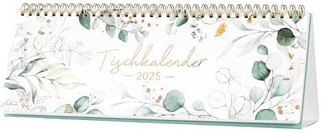 Tischkalender 2026 - Wochenkalender 2026 von Januar 2026 bis Dezember 2026, 1 Woche 2 Seiten, Kann flach stehen oder liegen, 29,5 x 10,5 cm, Grün
