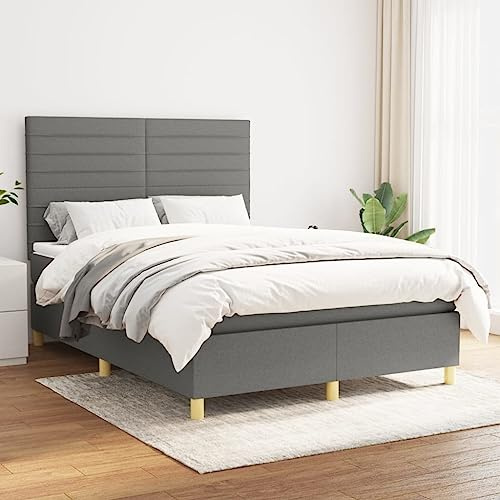 CKioict Palettenbett Modernes Bettgestell Jugendbett Boxspringbett mit Matratze Dunkelgrau 140x190 cm StoffGeeignet für Arbeitszimmer, Wohnzimmer, Hotel