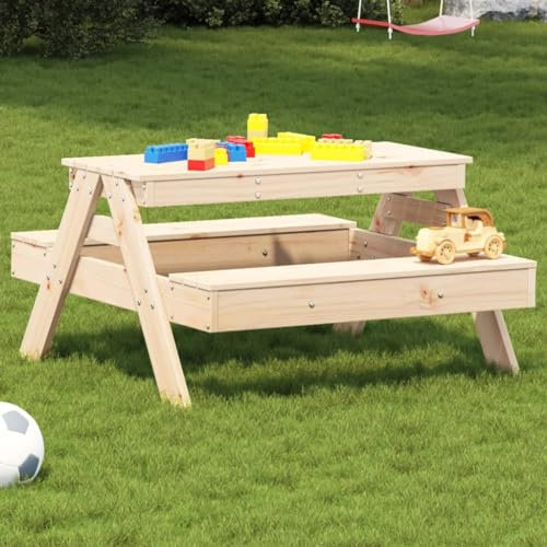 ShGaxin Picknicktisch für Kid 88x97x52 cm Massivholz Kiefer, Bierzeltgarnitur, Biertischgarnitur, Beer Pong Tisch, Bierbankgarnitur, Gartenmöbel Set, Biertisch - 832596