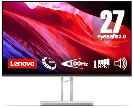 Lenovo L27i-4A Monitor 27 | FHD (1920x1080), IPS, 1ms, 100Hz, Low Blue Light, Ultra Thin Bezels, Adjustable, HDMI and VGA