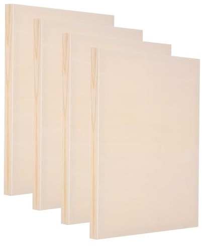 PATIKIL 10 x 8 Inch Wood Panel Board, 4 Pack Unfinished Wooden Canvas Boards Square Blank Deep Cradle Board for Painting Pouring DIY Art Use with Oils Acrylics