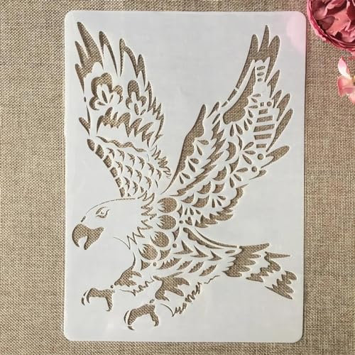 Wiederverwendbare Schablone zum Malen, A4, 29 x 21 cm, Adler-Schablonen zum Malen auf Holz, Wand, Fliesen, Möbel, Stein, Leinwand, Stoff, DIY-Kunstprojekte