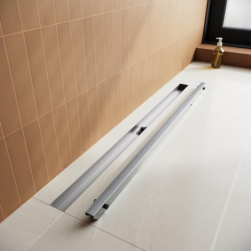 SUNXURY Duschrinne 70cm, Edelstahl Bodenablauf Komplettset, mit Geruchsstop und 360°Siphon Haarsieb, Extra Ultraflach
