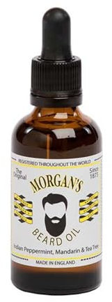 Morgan's Pomade Aceite para Barba para Mantenimiento Diario, Suaviza el Vello Facial e Hidrata la Piel, Absorción Rápida, con Menta India y Mandarina 30ml