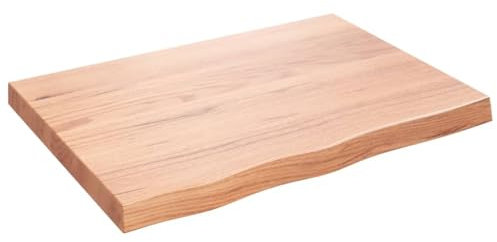 Makastle Waschtischplatte Holzbohlen Ideal für Aufsatzwaschbecken, Tischplatte Holzplatte Baumkanten-Platte für Heimwerker, Arbeitsplatten, Hellbraun 80x60x(2-6) cm Massivholz Behandelt