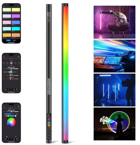Neewer RGB Tube Light, 30W LED Video Light RGBWW Full Color Stick Light Wand with 18 Scenes 7 Pixel Effects 2500-10000K CRI97/TLCI98 6000mAh, APP/2.4G/DMX Control for Photography Video Record, TL90C