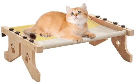 Amaca per gatti per davanzale | in legno per davanzale, mensola regolabile per davanzale, letto per gatti con cuscino per davanzale, comodino, cassetto
