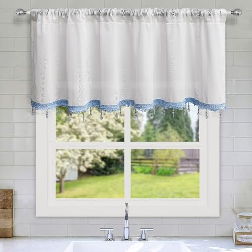 NEXOPKSVCR Scheibengardine 50 60 70 130cm Hoch Weihnachts Gardinen Küche Küchengardinen Mit Schlaufen，Vorhänge Küche Modern Kurz，Bistrogardine Mit Ösen Kurz Für Badezimmer Klein Fenster(W40 x L60cm)