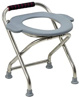 Chaise percée légère et pliable portable pour une utilisation en intérieur et en extérieur, construction en acier inoxydable robuste, siège de toilette de camping durable et pratique (couleur : A)