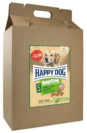 Happy Dog NaturCroq Knochen Lamm & Reis, 5 kg Hundekekse gebacken | Ofengebackene Knochen mit Lamm & Reis, Rezeptur ohne Zuckerzusatz, leicht verdaulich, mit Abrieb