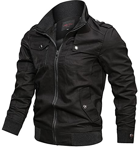 Générique Veste Militaire Homme Été, Blouson Tactique Homme Col Montant, Coupe Vent, De Loisirs, Veste Demi-Saison Imperméable Jacket Casual Veste De Travail avec Poches Blouson Moto Zippée