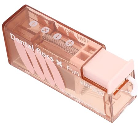 Dispensador de hilo dental portátil con 10 palillos de hilo dental ultrafino, soporte para palo de hilo dental para adultos, viajes, hotel (rosa)