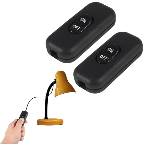 2 Stück Inline Schalter, 250V 6A Zwischenschalter Schnurschalter, Kabelschalter Wippschalter für 2-adrige und 3-adrige Zuleitungen für Lampe Kleingeräte