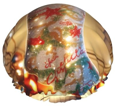 Christmas socks -Print Extra Large Waterproof Shower Cap-Double Layer Protection For Long/Curly Hair - Reusable & Travel Friendly.