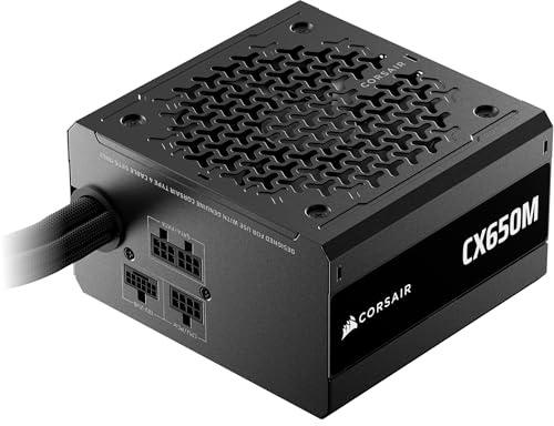 CORSAIR CX650M (2025) Semi Modular ATX 3.1 PCIe 5.1 Low-Noise 650W Power Supply with 12V-2x6 Cable – Cybenetics Bronze Efficiency, LLC Topology, 105°C Capacitors – Black