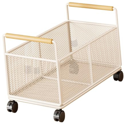Qianly Carro de Almacenamiento Organizador de Armario Caja de Archivos Móvil Estantería con Ruedas Y Asa de Madera Adecuado para Suministros de Arte Y Manua, M