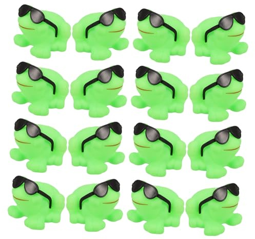 Parliky 16 Pièces Jouets de Bain Grenouilles Flottantes avec Lunettes de Soleil Jouets de Bain Plastique Créatifs pour Garçon Fille Sonores et Ludiques