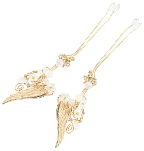 UPKOCH Pendientes sin Perforar para Mujer Tipo Ear Cuff Borlas Doradas Largas, Aleación Ligera, Pendientes Clip Elegantes para Niñas en Fiestas y Uso Diario