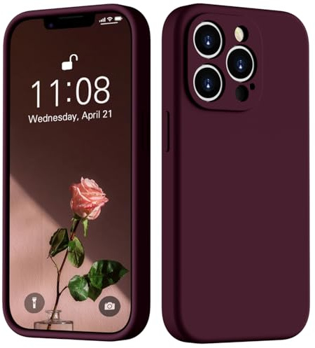 HGH Flüssig Silikon Hülle für iPhone 13 Pro, Weinrot | Handyhülle für iPhone 13 Pro Hülle Dünn, 3-Schicht-Struktur FallSchutz Case mit Weiches Mikrofaser Futter