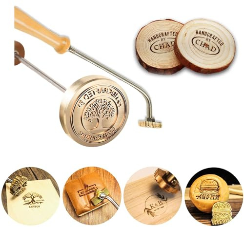 AuraWeave Timbro in Metallo con Logo Personalizzato, Ferro per Marchio Personalizzato per la Lavorazione del Legno, Barbecue e Lavori Manuali, Marchio Resistente per Legno, Pelle, Torte e Carne