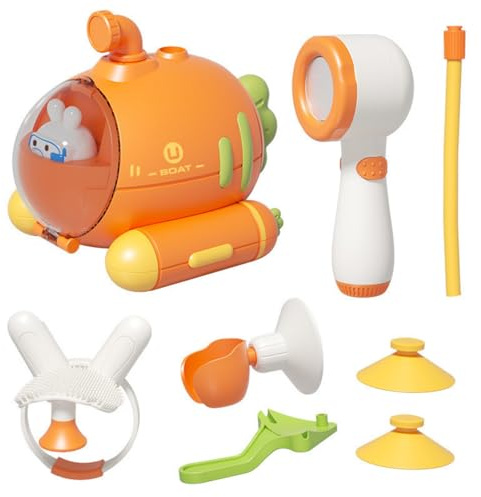Oxxggkao Baby Wasser Squirter Duschkopf Spielzeug Cartoon Karotte U Boote Bad Schwimmendes Spielzeug für Kinder Dusche Spielen Badewanne Spiel Eltern Kind Badespiel