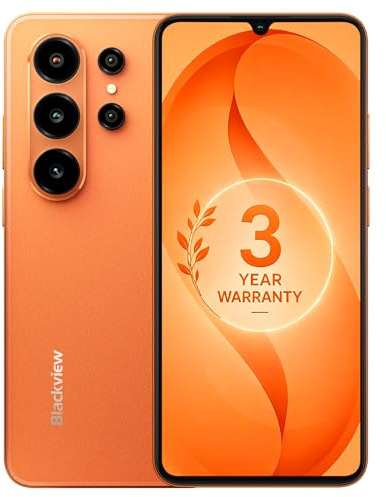 Blackview WAVE 10C Mobile Phones 128GB Android 16,Sim-free & Unlocked 6.88 Large HD+ IPS,Smart Phones 16GB+128GB(1TB Expand), Dual SIM 32MP+13MP, Face ID/GPS/OTG,3 Year Warranty Orange