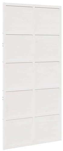 vidaXL Scheunentür Weiß 100 x 208 cm Massives Kiefernholz, Rustikales Wohnzimmer, Schiebe-Holztür, stabiler Raumteiler, Kiefer-Dekor, platzsparende Abgrenzung, Landhausstil