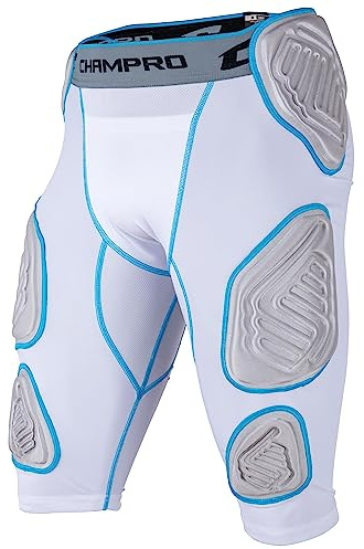 Champro Bull Rush 7-Pad Girdle, White Body, Grey Inset, Medium (FPGU17AWM)
