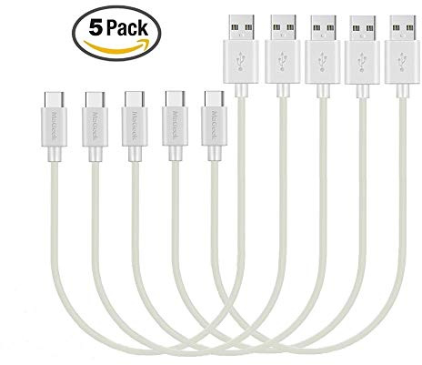 MaGeek® [Paquete de 5 0,3 Metros Corto Cables USB Tipo C (USB-C) a USB 2.0 para Samsung Galaxy S20/S10/S9/S8, Nexus 6P, LG G6, Nuevo MacBook, Google Pixel XL, OnePlus2 y más (Blanco)