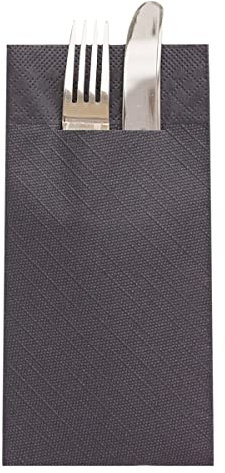 Mank Tissue Deluxe Besteckservietten Uni | 40 x 40 cm | 1/8-Falz | Premium Einweg-Serviette | saugstark | Basic | 75 Stück (Schwarz)