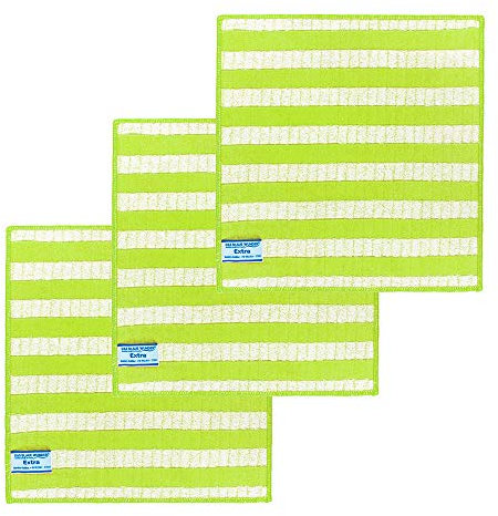 Das blaue Wunder Extra Spültuch 30cm x 30cm (3er-Set, Limette), Spültuch mit Bambusfasern, Reinigungstuch zum Putzen und Trocknen, extrem saugfähig und schnelltrocknend