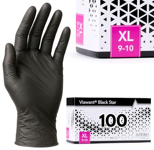 Einweghandschuhe 100 Stück | XL | Nitrilhandschuhe Schwarz | Puderfreie, latexfreie Einmalhandschuhe | Reißfest & feinfühlig | EN 455 & EN 374 | Gr. XS, S, M, L, XL