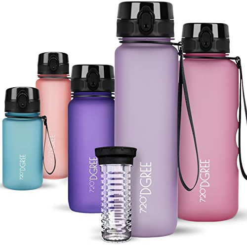 720°DGREE Trinkflasche “uberBottle“ 350ml, 500ml, 650ml, 1l, 1,5 Liter softTouch +Früchtebehälter - Auslaufsicher, BPA-Frei - Wasserflasche für Kinder, Schule, Sport, Fahrrad, Gym, Outdoor