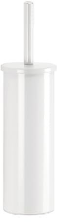 Escobillero de Suelo Flip Gedy Blanco, Acero Inoxidable, Cubo Interior Extraíble para Limpieza, Diámetro 9,1x37,7 cm, Diseño Moderno para Baño