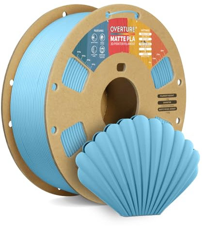 OVERTURE Matte PLA Filament Aufgerüstet 1.75 mm, 1kg (2.2 lbs) Spule, Maßgenauigkeit +/- 0.02mm Filament für 3D Drucker (Hellblau)