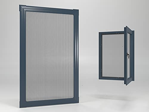 ALOHA Fliegengitter für Fenster Alurahmen Insektenschutz Insektenschutzrahmen Spannrahmen Mückengitter Gitter (Anthrazit / 80cm x 100cm / Selbstbausatz)