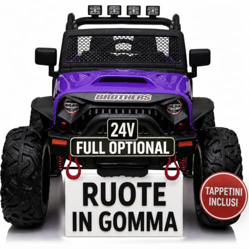 Elbil Barn 2-sits 24V Offroad Big Adventure Elektrisk Bil Barn Fjärrstyrd Lädersäte Dubbelmotor Elmotor Lastning 35Kg TOYSCAR Lila