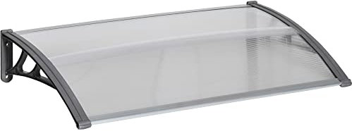 Outsunny Tejadillo de Protección 110x60 cm Marquesina Exterior para Puertas y Ventanas contra Sol y Lluvia con Soporte de PP Policarbonato Transparente