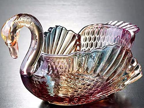 JUNYFFF Assiette De Fruits Verre en Cristal Coupe De Fruits Ménage Maison Créative Table Basse Pot De Bonbons Salon Moderne Maison Créative Artisanat Décoratif,Multi Colored