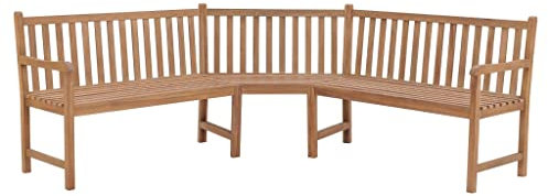 ZQQLVOO Gartenbank aus Holz für den Außenbereich, Bank mit Rückenlehne und Armlehnen, Doppel-Terrassenstühle, Veranda, Garten, Gartenmöbel Garten-Eckbank 185x185x90 cm Massivholz Teak