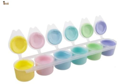 BricoLoco Set of 6 Tempers of Primary Pastel Colors, Children's and Adults Drawing Material Tempera Colors