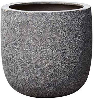 Dehner Pflanztopf Lava, rund, Ø 35 cm (Ø innen 27 cm), Höhe 35 cm, Polystone, schwarz