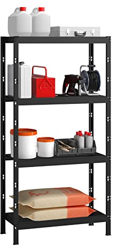 SCHULTE Regalwelt Profi-Steckregal mit 4 Böden, 195x100x35 cm (HxBxT), Traglast pro Ebene 120 kg, schwarz-Struktur, Lagerregal, Kellerregal, Werkstattregal, Steckregal | Traglast pro Ebene 120 kg, schwarz-Struktur, Lagerregal, Kellerregal, Werkstattregal, Steckregal