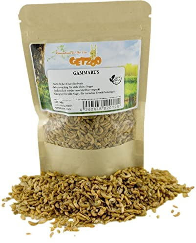 Getzoo Gammarus 25g I Eiweißreiche Nahrung I Ballaststoffreich I Vitamingehalt durch Gefriertrocknung I Ausgewogener Eiweißhaushalt I Wiederverschließbare Verpackung