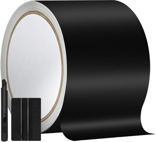GRTHTATI Matte Black Vinyl Wrap Tape for Chrome Delete Window Trim Car Door Sill Protector with Vinyl Wrap Tool Kit (Matte Black, 4in x 30ft)