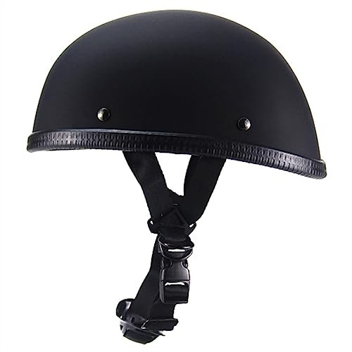 Retro Nero Moto Casco Scodella, Caschi Da Moto ECE DOT Omologato, Vintage Motociclo Casco Mezzo Uomo Donna, Caschi Scooter Per Chopper Cruiser ( Color : A , Size : M=(57-58cm) )