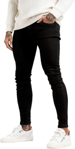 GINGTTO Mens Jeans Skinny Stretch Tapered Leg Denim Trousers | Super Stretchy,Tapered Leg,Suitable for Leisure,Work,Dates